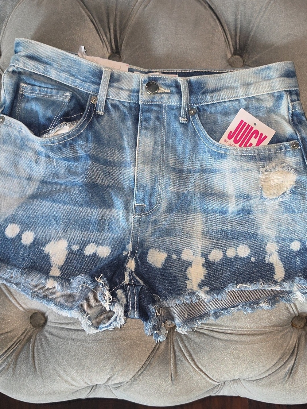 Juicy Couture Blue Tie-Dye Denim Shorts